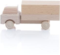Holzspielzeug - Miniaturfahrzeug Lastenauto mit Planaufbau Natur - Ansicht Links - Nachhaltiges Spielzeug aus dem Erzgebirge