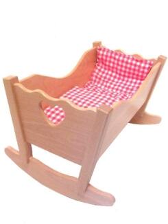 Puppenspielzeug – handgefertigte Puppenwiege Natur – LxBxH ca. 58x43x37 cm