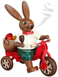 Räucherfigur - Osterhase auf Dreirad farbig - HxLxB 21,5x22x13cm