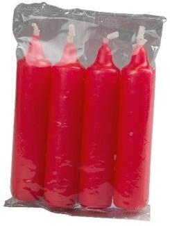 Adventskerzen – handgefertigt, elegant rot, gleichmäßige Brenndauer – HxØ = 10,5 x 2 cm, 4er-Set