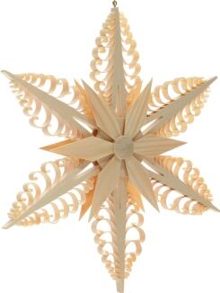 Spanstern Mitte mit Kiefernstern Natur - Ansicht Vorne - Hergestellt im Erzgebirge