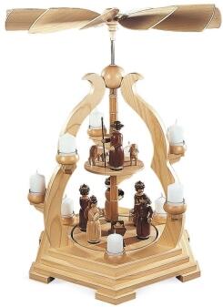 Tischpyramide Heilige Geschichte mit Schäfer naturbelassen aus Holz von Kleinkunst aus dem