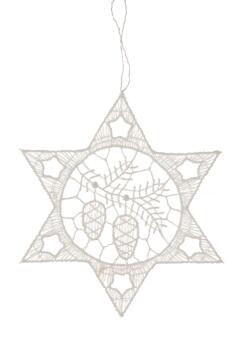 Baumbehang Stern mit Zapfen Plauener Spitze BxHxT 9x9x0,1cm