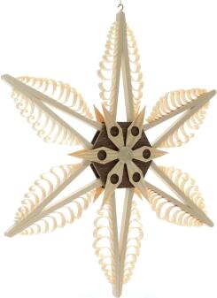 Spanstern Mitte mit Holzstern und dunklem Furnier - Ansicht Vorne - Hergestellt im Erzgebirge