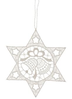 Baumbehang Stern mit Glocken Plauener Spitze BxHxT 9x9x0,1cm
