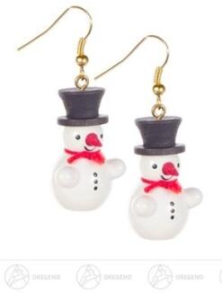 Ohrhänger – liebevoll handgefertigter Schneemann mit schwarzem Zylinder, winterlich-elegant, im