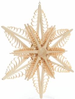 Fensterschmuck - Spanstern mit 12 gestochenen Bäumchen - Ansicht 1 - Hergestellt im Erzgebirge