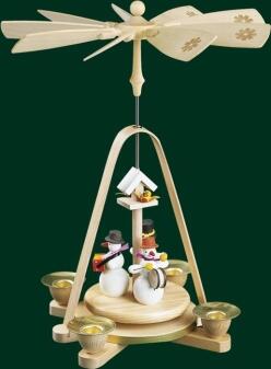 Tischpyramide – fröhliche Schneemänner mit Instrumenten, bunt und detailreich gestaltet – BxHxT = 22