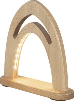 Lichterspitze – naturfarbene Holzoptik mit LED-Beleuchtung, individuell gestaltbar – BxHxT = 25 x 24