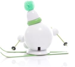 Räucherfigur - Räucherschneeball auf grünen Ski mit Mütze - Ansicht Hinten - Für normale Räucherkerzen