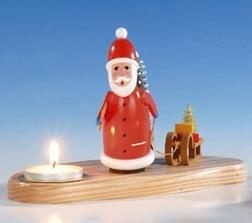 Tischdekoration Kerzenhalter mit Weihnachtsmann bunt Größe 12 cm