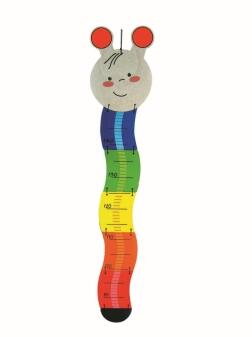 Messlatte – fröhliche Raupe mit bunten Abschnitten und Datumsfeldern – BxHxT 20 x 95 x 6 cm