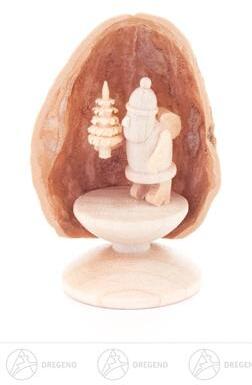 Miniatur Walnussschale mit Ruprecht Breite x Höhe x Tiefe 3 cmx4,5 cmx2,5 cm