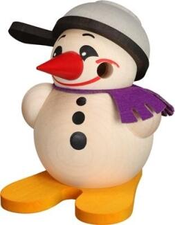 Räuchermann – fröhlicher Cool-Man auf Ski mit stilvoller Pfanne, bunt bemalt – BxHxT = 6 x 9 x 7 cm