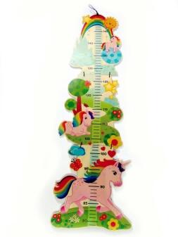Messlatte – fröhliches Einhorn-Motiv in bunten Pastellfarben – BxHxT 2,4 x 75 x 0,6 cm