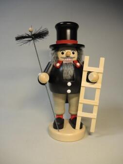 Nussknacker – detailreicher Schornsteinfeger mit Zylinder und Besen, handgefertigt, mehrfarbig –