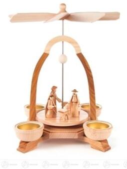 Pyramide – detailreiche Christi-Geburt mit hellen Tüllen, naturfarben – BxHxT = 17 x 25 x 17 cm