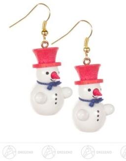 Ohrhänger – detailverliebter Schneemann mit rotem Zylinder, winterlich und hautfreundlich – im