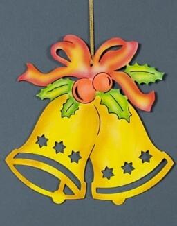 Fensterbild Glocke mit Schleife bunt Höhe 22cm