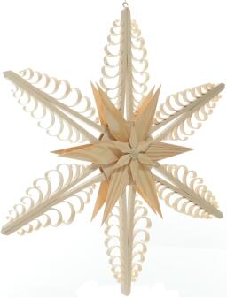 Fensterschmuck – Filigraner, handgefertigter Spanstern mit großen Kiefernsternen und