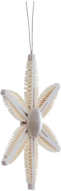 Christbaumschmuck - Spanstern mit 6 gestochenen Bäumchen & geschlitzt - Ansicht Rechts - Fadenlänge