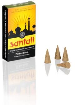 Räucherkerzen – exotisch duftend mit Pfeffer-Citrus, schwarz, geeignet für Räuchermänner – BxHxT =