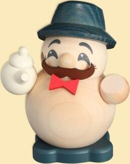 Räuchermann – liebevoller Kaffee-Opa mit Kanne und Schürze, mehrfarbig – BxHxT = 7 x 9 x 7 cm