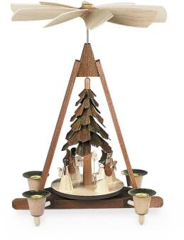 Tischpyramide – liebevolle Engel mit Gesangsbüchern und filigranem Baum – BxHxT 21 x 29 x 14 cm