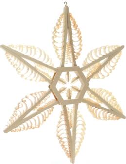 Fensterschmuck – Filigraner, handgefertigter Spanstern mit gestochenen Bäumchen aus Lindenholz –