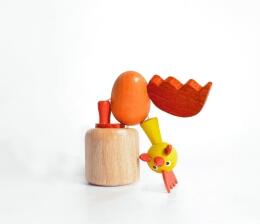 Holzspielzeug Wackelfigur Hahn rot Höhe=8cm