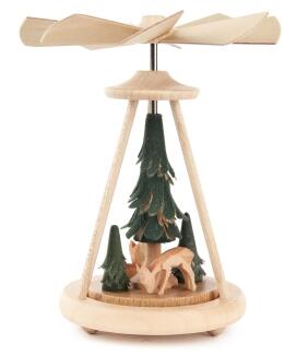 Wärmespiel mit Rehen und festlichem Baum aus Holz, naturfarbene Handarbeit von Großhandel Dregeno,