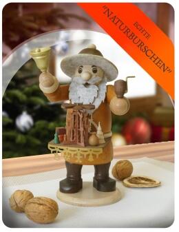 Räucherfigur - Bauchladenhändler mit Glocke naturbelassen - BxHxT 12x22x12cm