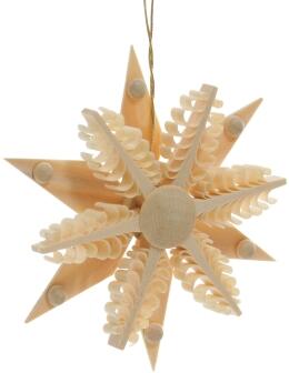 Christbaumschmuck – filigraner Spanstern mit Kiefernholzsegmenten, naturbelassenes Linden- und