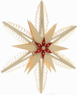 Spanstern beleuchtet mit 6 Bäumchen – Natur - Ansichtt Vorne - Hergestellt im Erzgebirge