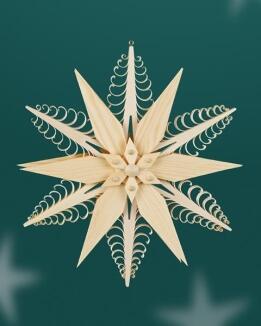 Fensterschmuck – Filigraner, handgefertigter Spanstern mit zwei Kiefernsternen - BxHxT=24x24x3,5cm