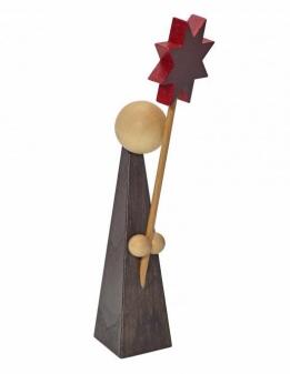 Holzfigur Kurrendesänger mit goldenem Stern, bunt bemalt aus dem Erzgebirge von KWO