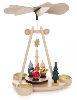 Kugelpyramide mit bunten Zwergen und Teelichtern aus Holz von Spielwarenmacher Günther e.K.,