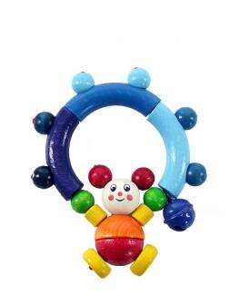 Babyspielzeug – liebevolle Rassel mit Maus, bunten Perlen und Glöckchen – BxHxT 8 x 10,5 x 3 cm