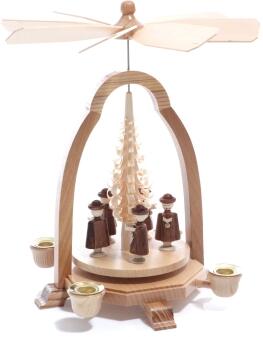 Tischpyramide für Kerzen - mit Spanbaum und Kurrendesänger - BxHxT 17x25x17 cm