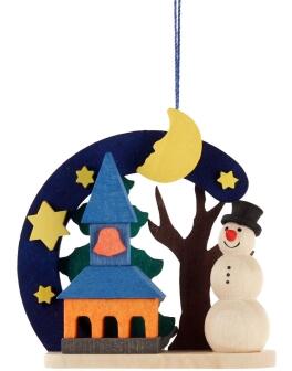 Baumbehang Behang Schneemann mit Kirche H=7cm