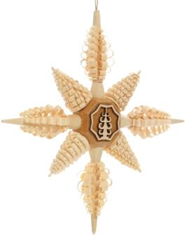 Christbaumschmuck - Spanstern mit Ringel- und Spanbäume - BxHxT 13,5x2x13,5cm