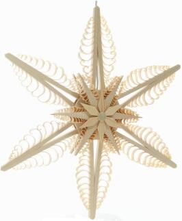 Spanstern el. Beleuchtet Mitte mit Stern (beidseitig) - Ansicht Vorne - Hergestellt im Erzgebirge