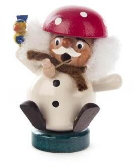 Räuchermann – liebevoll gestalteter Pilz mit roter Kappe und grünen Details, aus handbemaltem Holz –