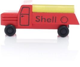 Holzspielzeug - Miniaturfahrzeug Lastenauto Tankauto mit Haube Bunt - Ansicht Links - Nachhaltiges Spielzeug aus dem Erzgebirge