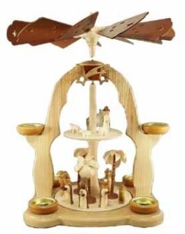 Tischpyramide – Christi Geburt aus Naturholz, Teelicht betrieben – BxHxT ca. 27x40x27 cm