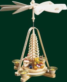 Tischpyramide – fröhliche Bärenkinder mit farbenfrohen Details, traditionell gefertigt – HxB = 28 x 