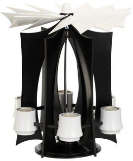 Schwebepyramide – stilvolles anthrazit-weißes Design mit filigranen Flügeln, faszinierender