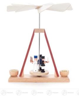 Pyramide – farbenfrohe Mini-Pyramide mit Engel, Bergmann und Nussknacker, liebevoll handbemalt – für