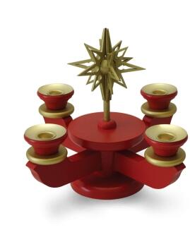 Adventsleuchter - unbestückt für 4 Pyramidenkerzen Rot - BxHxT 20x18x20cm