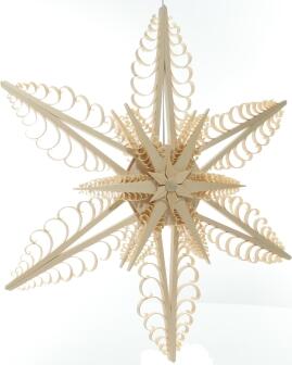 Fensterschmuck - Filigraner, handgefertigter Spanstern mit sechs Spanbäumen und zwei kleinen